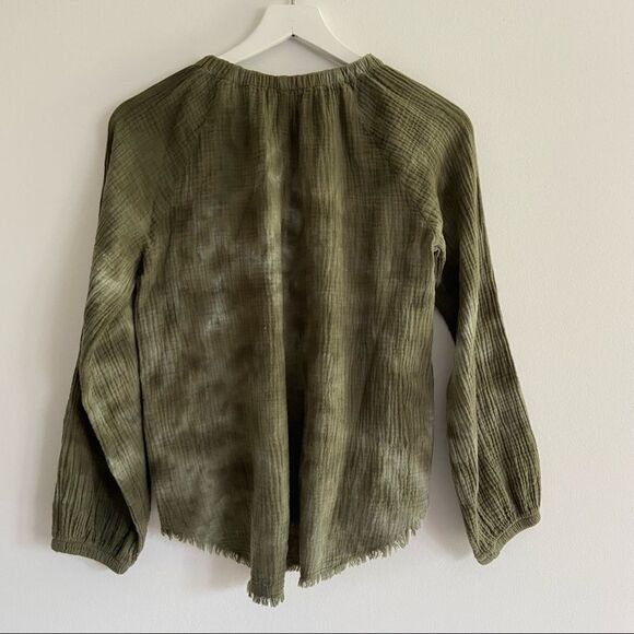 Cloth & Stone Tie Dye Muslin Long Sleeve Green Top XS - Picture 4 of 5